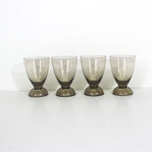 Vintage Set of 4 Mid Century Modern Smoke Brown Gray Cordial Liqueur Glasses MCM